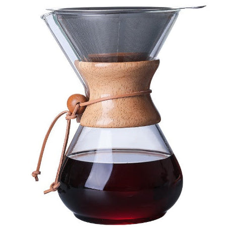 Détail du filtre inox réutilisable de la cafetière pour-over