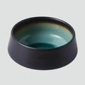 Chawan Ice Crack : bol à matcha céramique noir mat, intérieur craquelé bleu pétrole